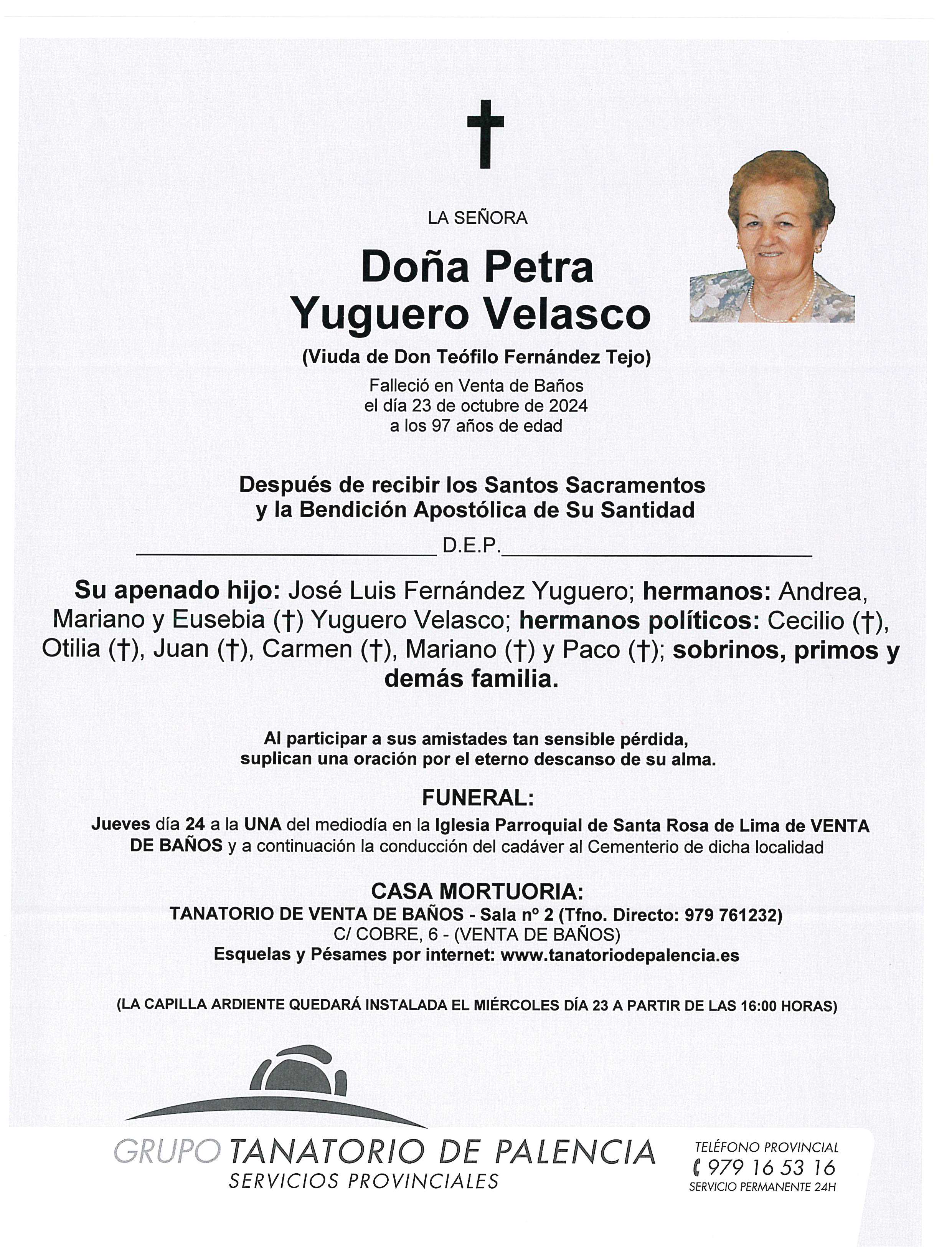 LA SEÑORA DOÑA PETRA YUGUERO VELASCO